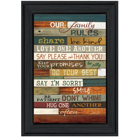 Our Family Rules 3 Black Framed Print Wall Art - Homeroots
