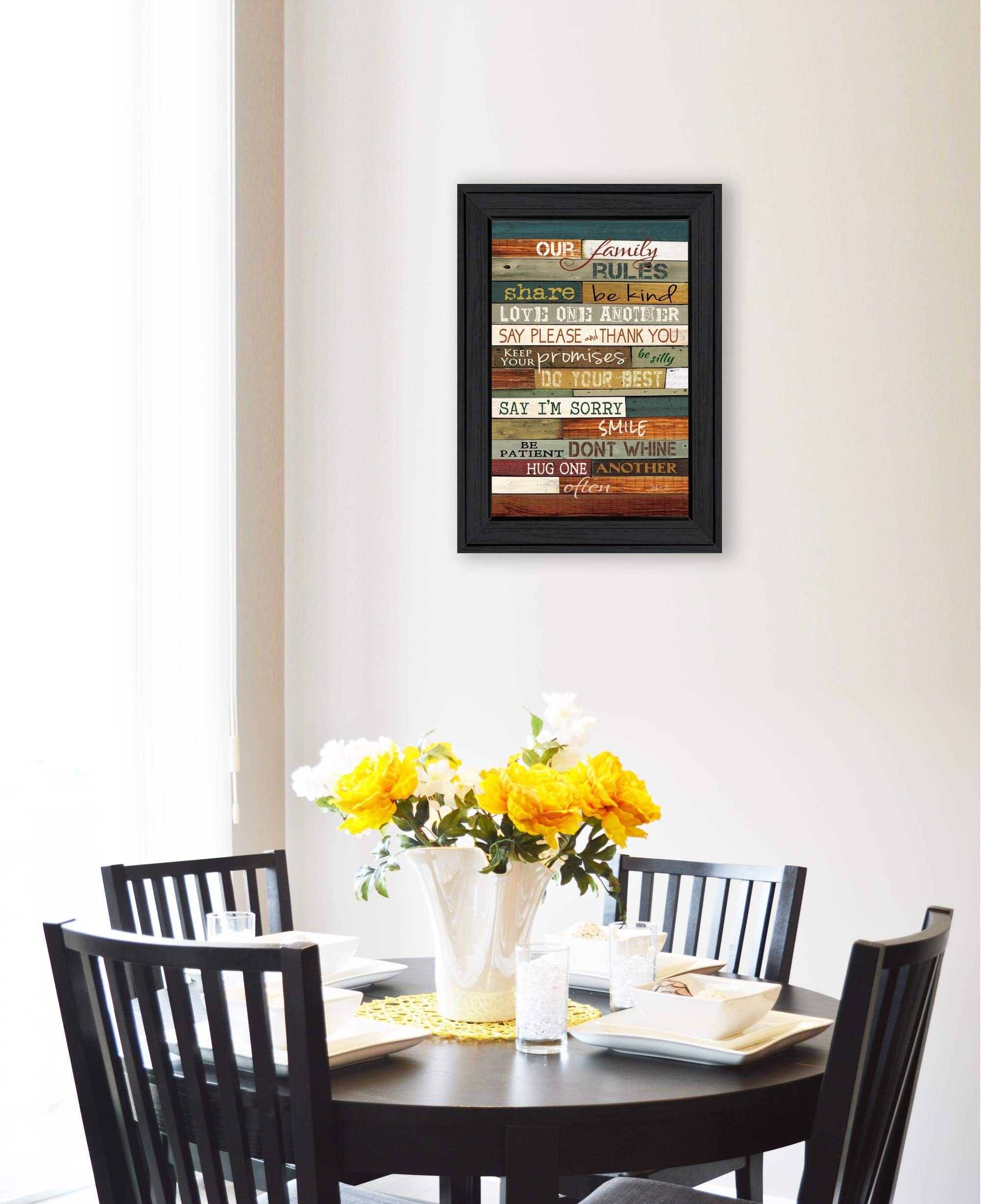 Our Family Rules 3 Black Framed Print Wall Art - Homeroots