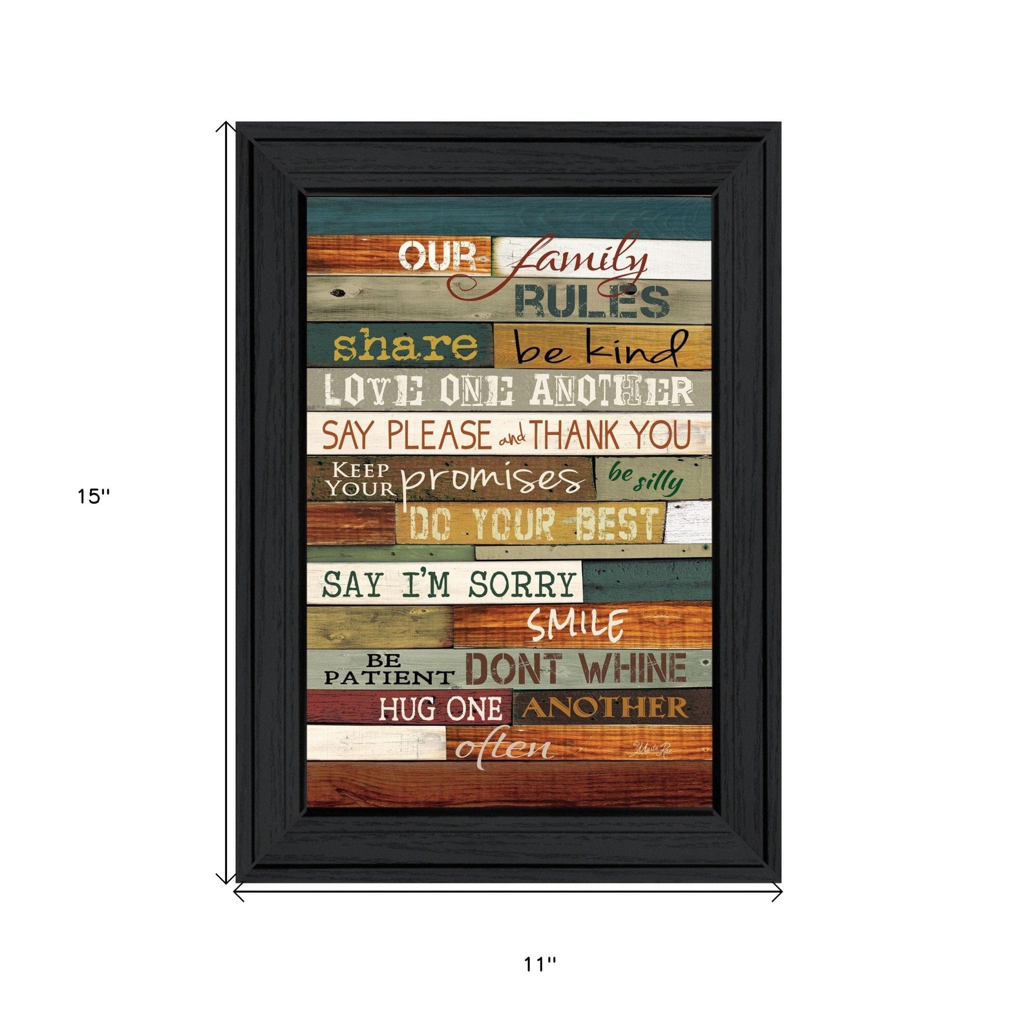 Our Family Rules 3 Black Framed Print Wall Art - Homeroots