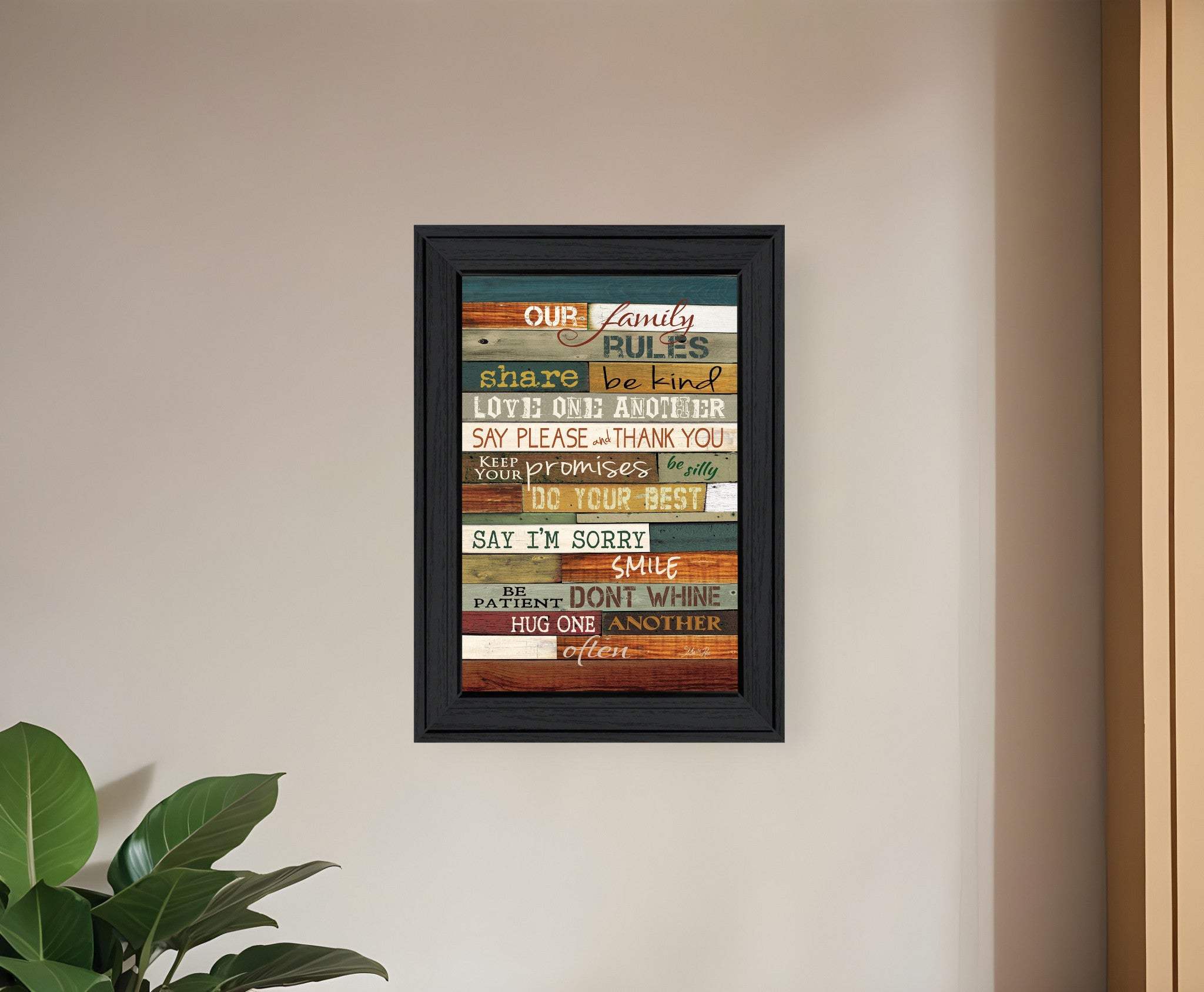 Our Family Rules 3 Black Framed Print Wall Art - Homeroots - Flyclothing LLC