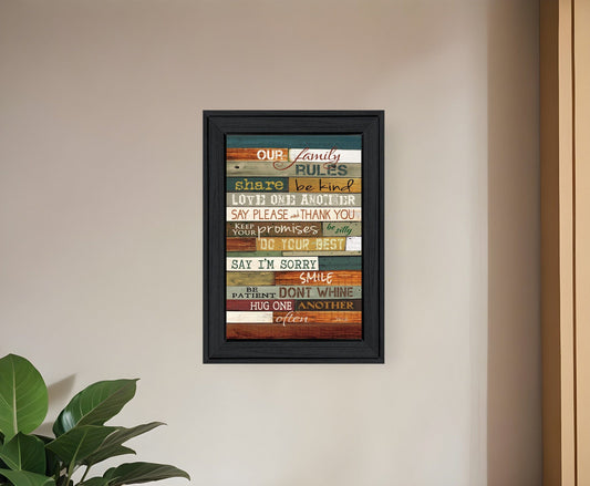 Our Family Rules 3 Black Framed Print Wall Art - Homeroots