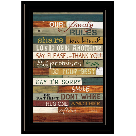 Our Family Rules 4 Black Framed Print Wall Art - Homeroots