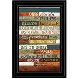 Our Family Rules 4 Black Framed Print Wall Art - Homeroots
