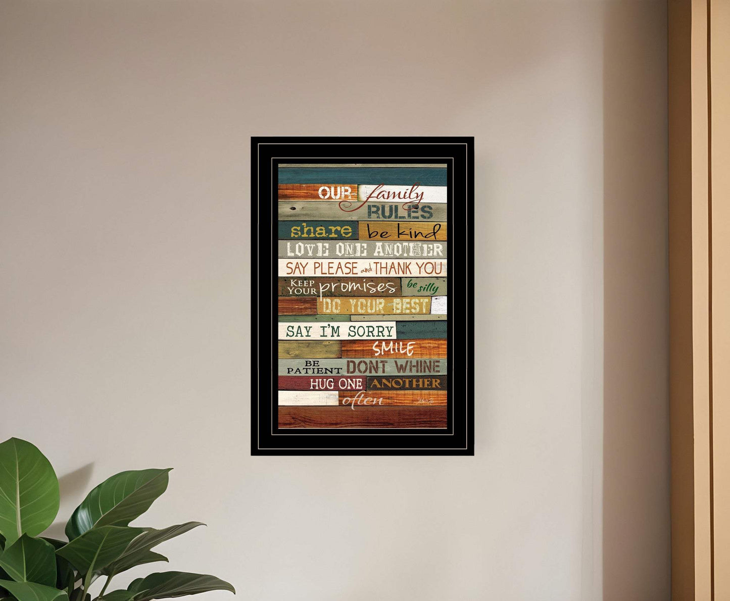 Our Family Rules 4 Black Framed Print Wall Art - Homeroots - Flyclothing LLC