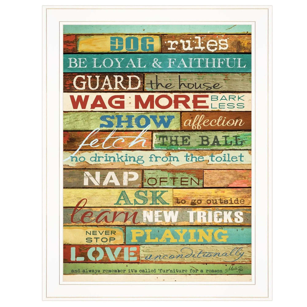 Dog Rules 5 White Framed Print Wall Art - Homeroots - Flyclothing LLC