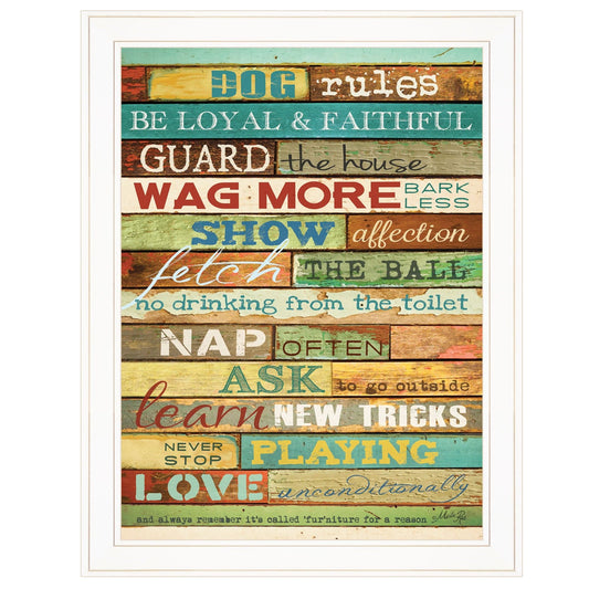 Dog Rules 5 White Framed Print Wall Art - Homeroots
