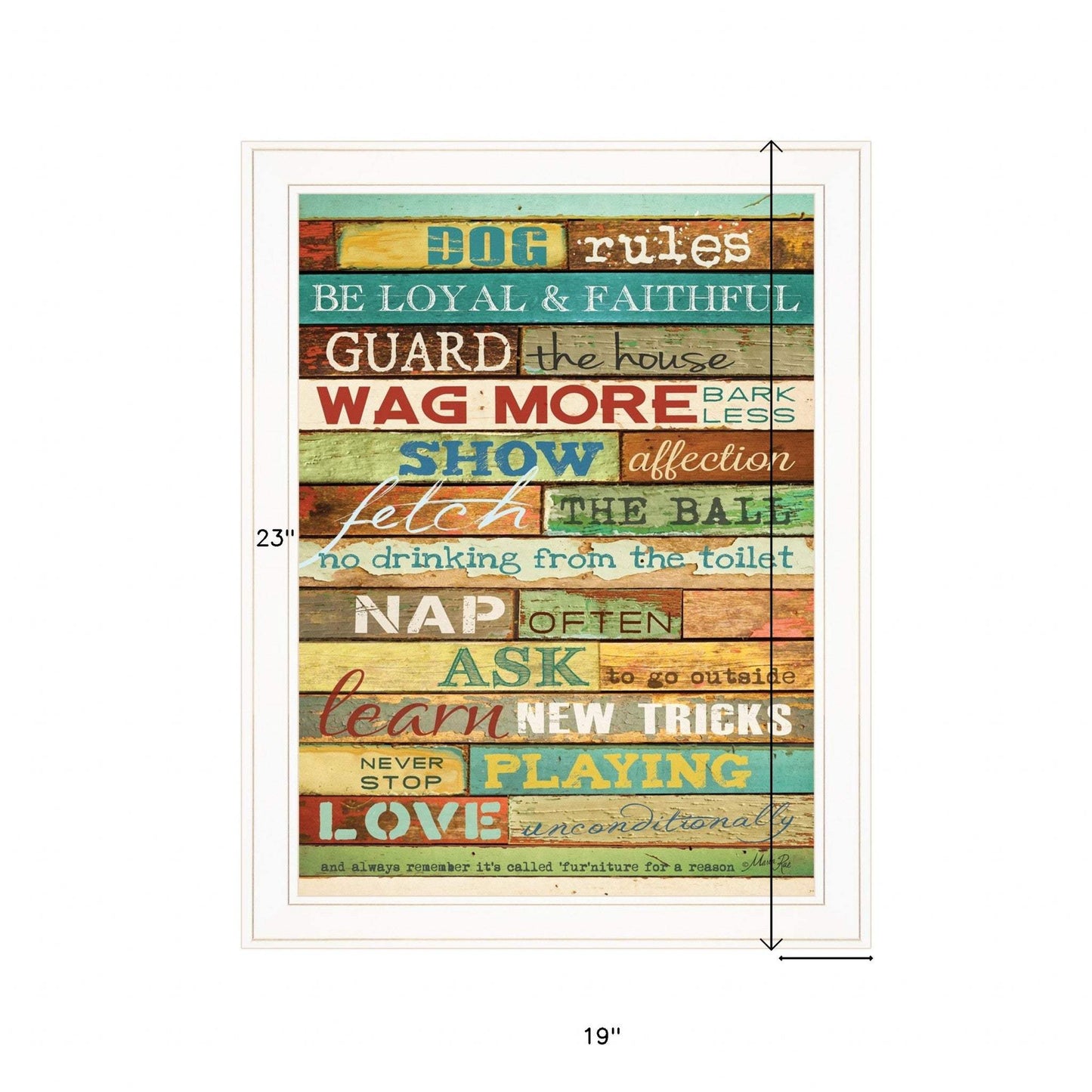 Dog Rules 5 White Framed Print Wall Art - Homeroots - Flyclothing LLC
