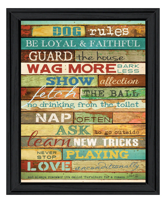 Dog Rules 6 Black Framed Print Wall Art - Homeroots