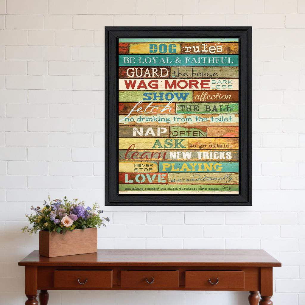 Dog Rules 6 Black Framed Print Wall Art - Homeroots - Flyclothing LLC