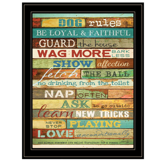Dog Rules 7 Black Framed Print Wall Art - Homeroots