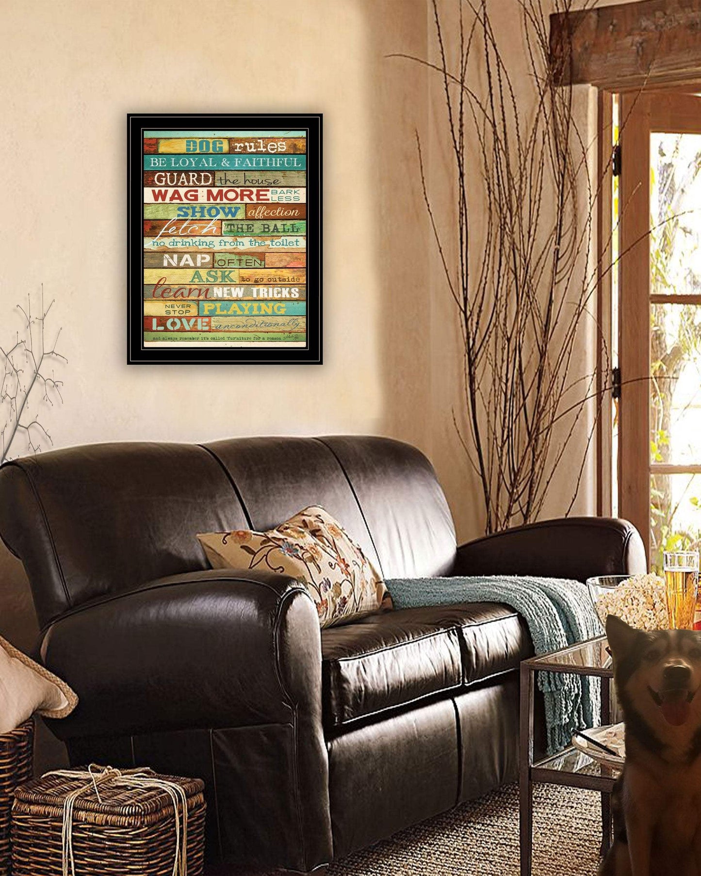 Dog Rules 7 Black Framed Print Wall Art - Homeroots - Flyclothing LLC
