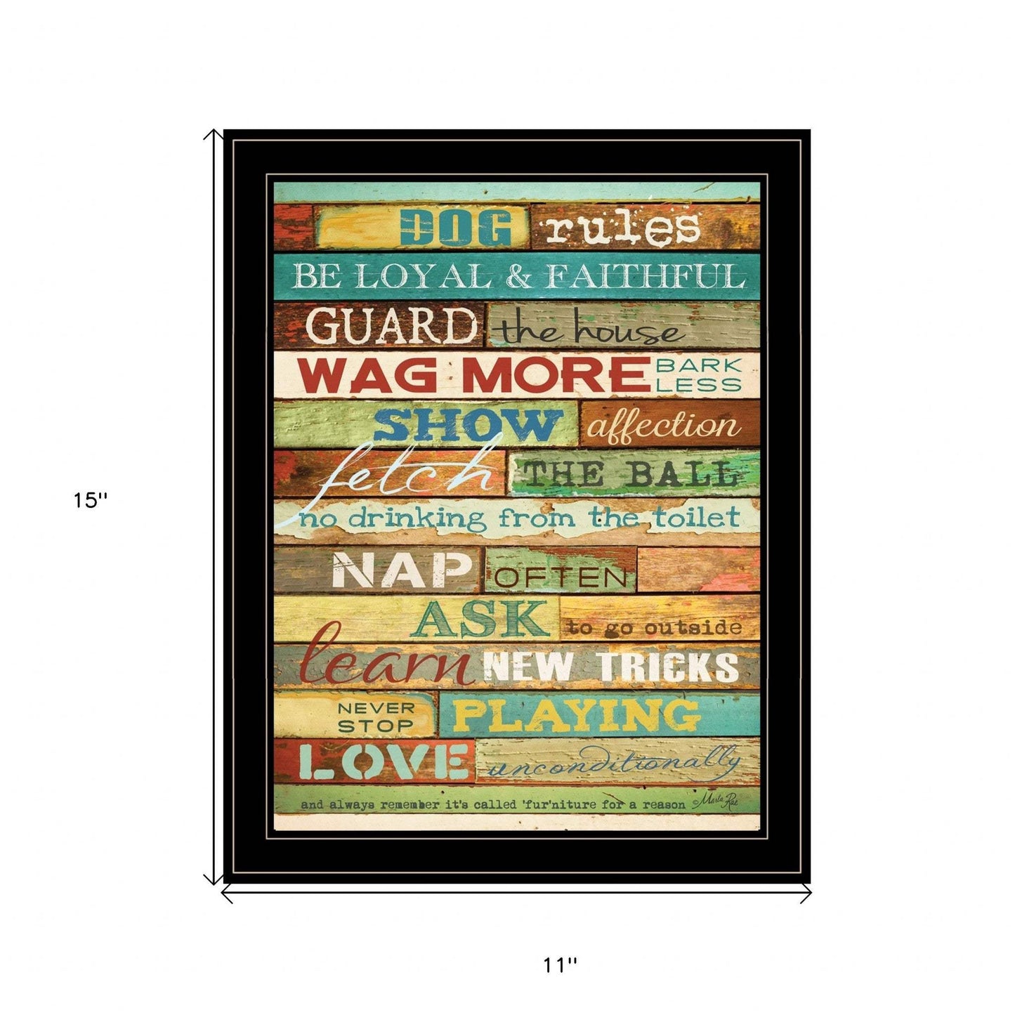 Dog Rules 7 Black Framed Print Wall Art - Homeroots - Flyclothing LLC