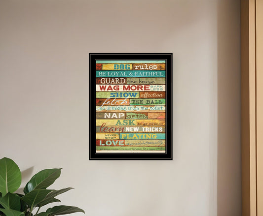 Dog Rules 7 Black Framed Print Wall Art - Homeroots