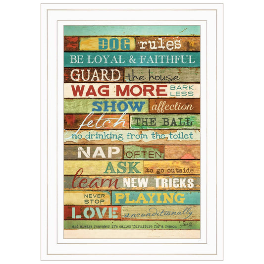 Dog Rules 2 White Framed Print Wall Art - Homeroots