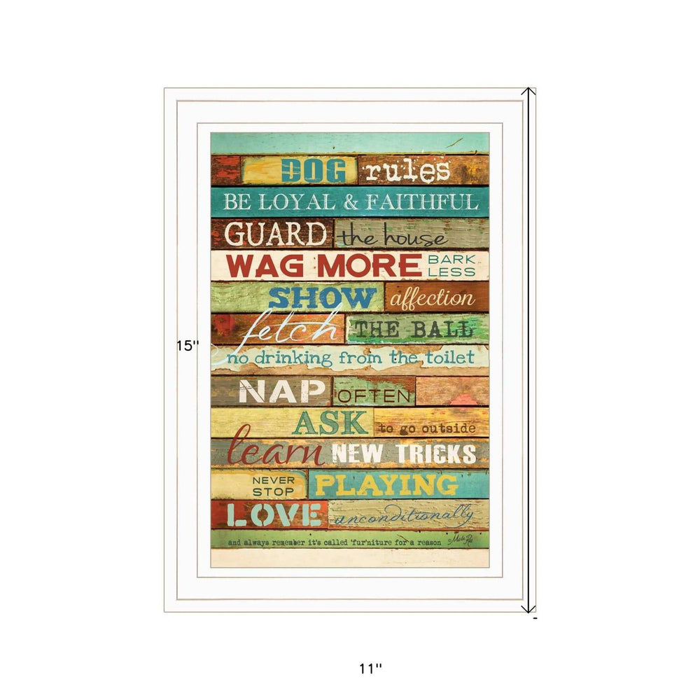 Dog Rules 2 White Framed Print Wall Art - Homeroots - Flyclothing LLC
