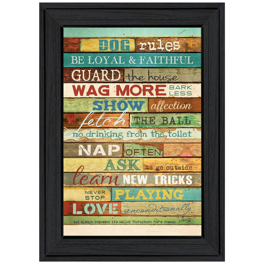 Dog Rules 3 Black Framed Print Wall Art - Homeroots