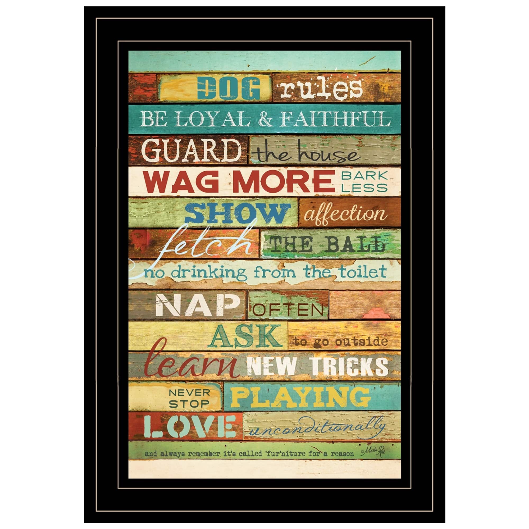 Dog Rules 4 Black Framed Print Wall Art - Homeroots
