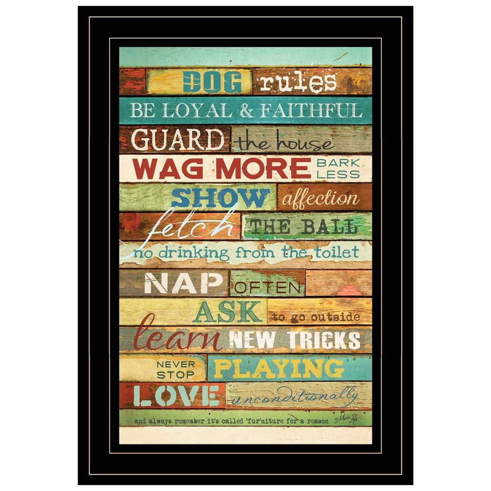 Dog Rules 4 Black Framed Print Wall Art - Homeroots - Flyclothing LLC