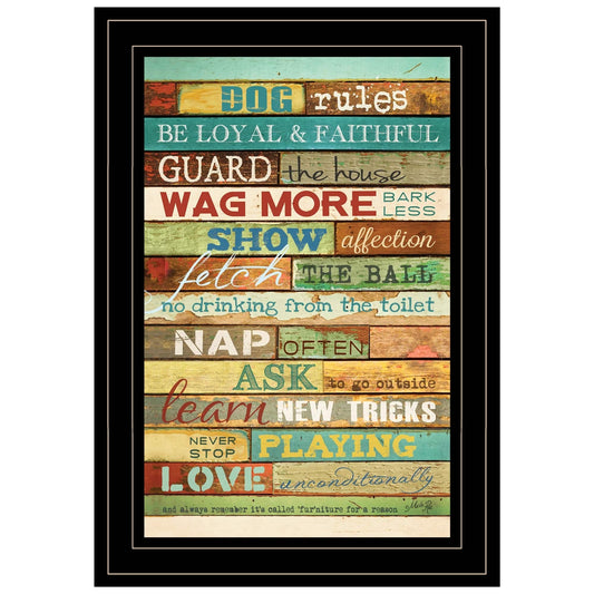 Dog Rules 4 Black Framed Print Wall Art - Homeroots
