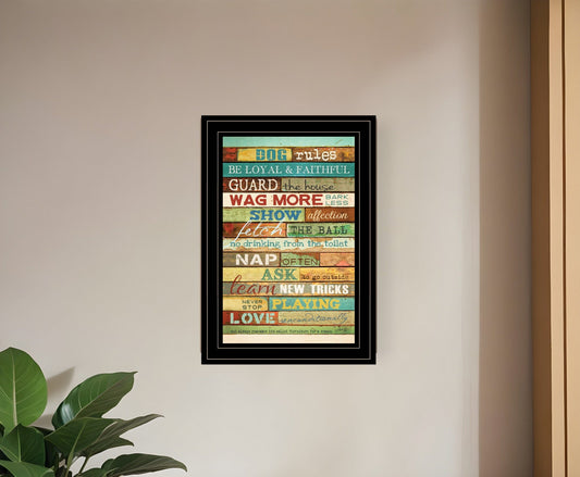 Dog Rules 4 Black Framed Print Wall Art - Homeroots