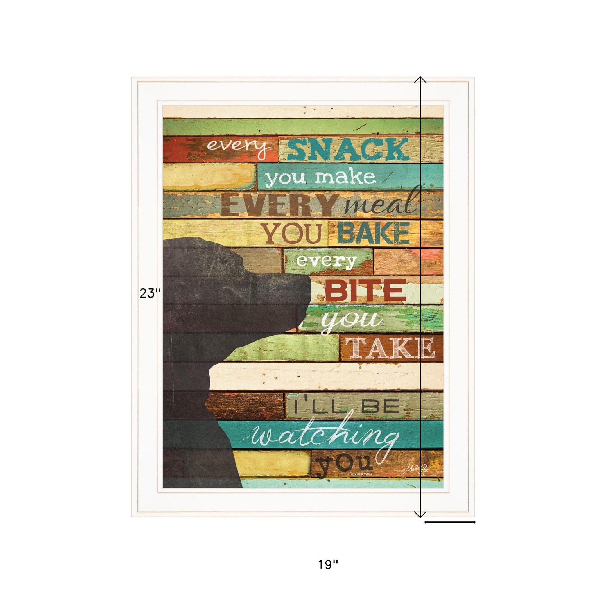 Colorful Dog Watching You Snack White Framed Print Wall Art - Homeroots