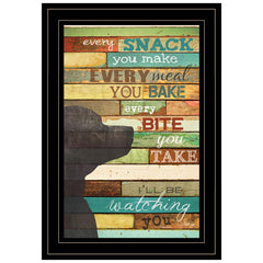 Colorful Dog Watching You Snack  Black Framed Print Wall Art - Homeroots