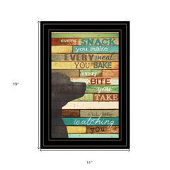 Colorful Dog Watching You Snack  Black Framed Print Wall Art - Homeroots