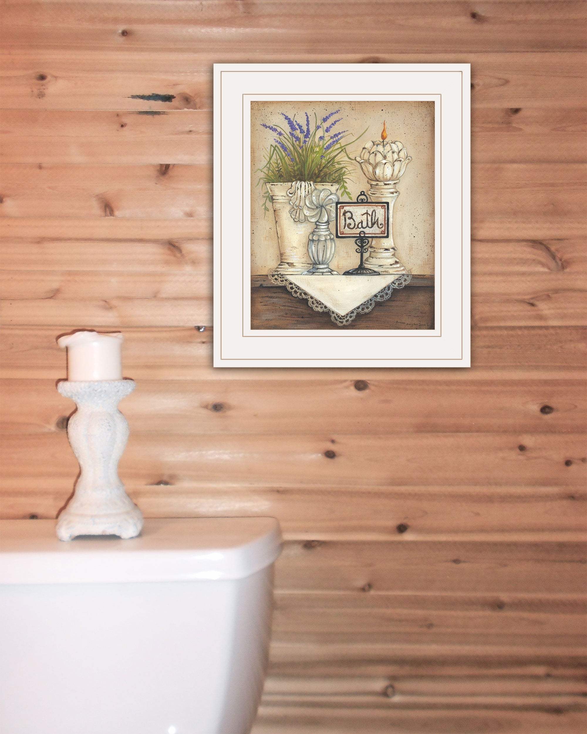 Bath Print 1 White Framed Print Bathroom Wall Art - Homeroots - Flyclothing LLC