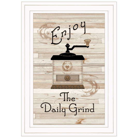 Enjoy the Daily Grind 1 White Framed Print Kitchen Wall Art - Homeroots