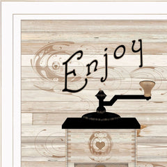 Enjoy the Daily Grind 1 White Framed Print Kitchen Wall Art - Homeroots