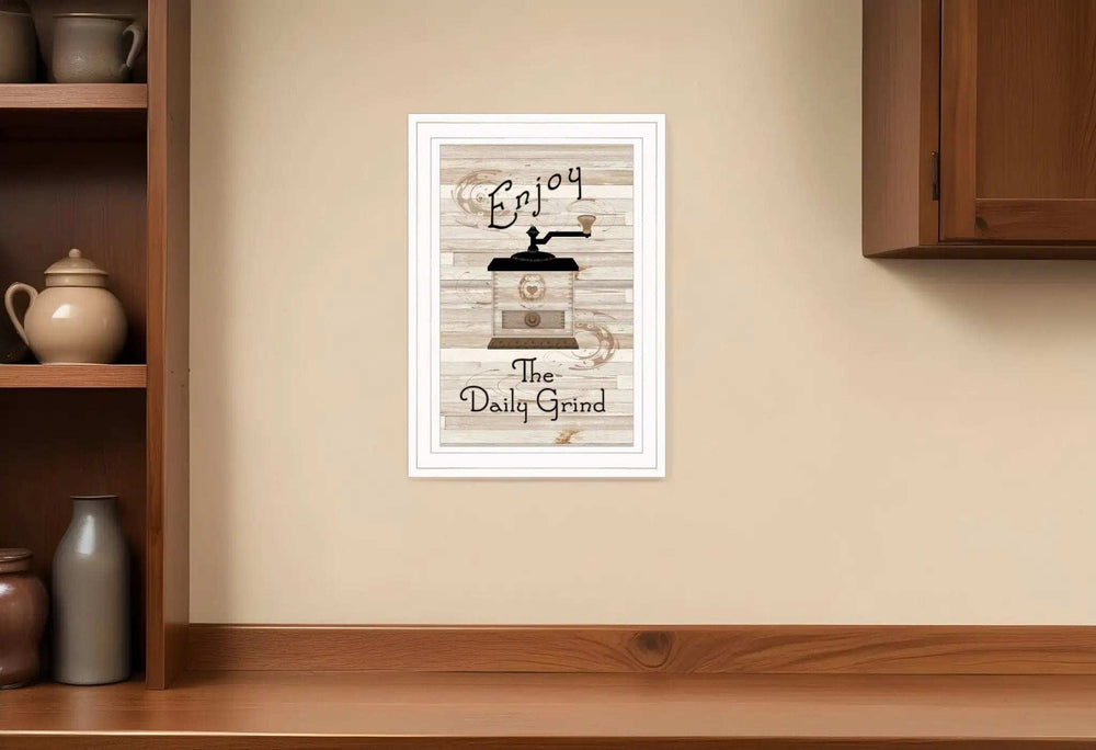 Enjoy the Daily Grind 1 White Framed Print Kitchen Wall Art - Homeroots - Flyclothing LLC