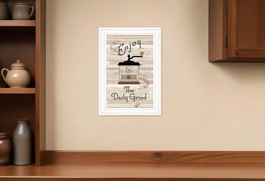 Enjoy the Daily Grind 1 White Framed Print Kitchen Wall Art - Homeroots