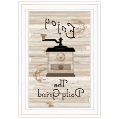 Enjoy the Daily Grind 1 White Framed Print Kitchen Wall Art - Homeroots