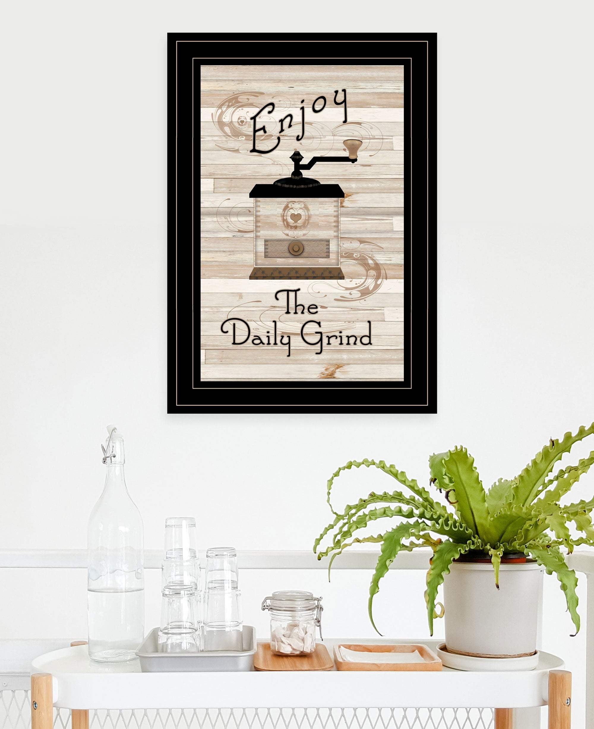 Enjoy the Daily Grind 2 Black Framed Print Kitchen Wall Art - Homeroots - Flyclothing LLC