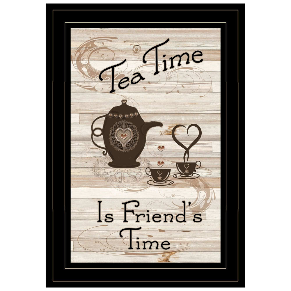 Tea Time is Friends Time 2 Black Framed Print Kitchen Wall Art - Homeroots - Flyclothing LLC