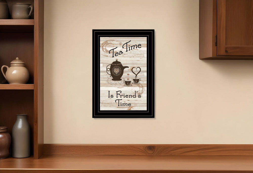 Tea Time is Friends Time 2 Black Framed Print Kitchen Wall Art - Homeroots