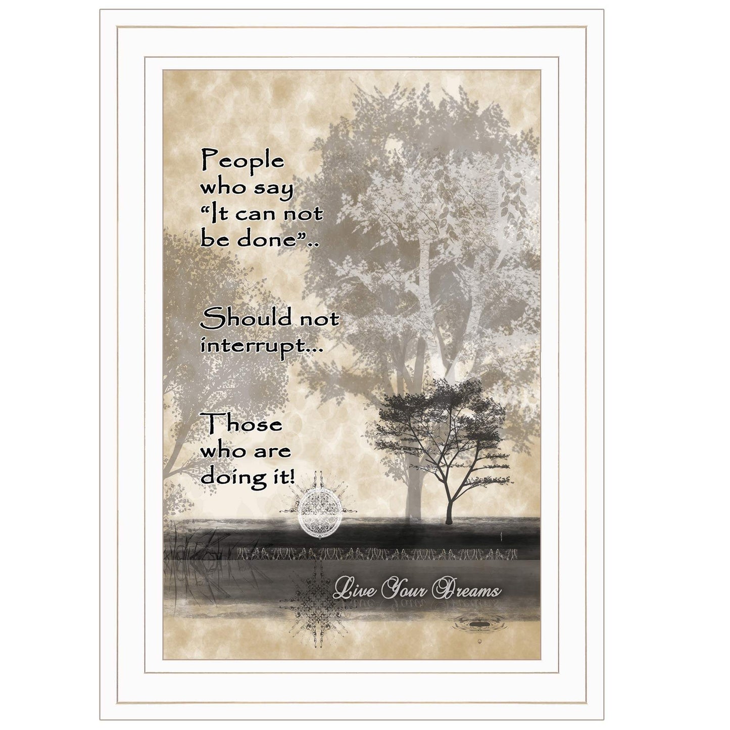 Live Your Dreams White Framed Print Wall Art - Homeroots - Flyclothing LLC