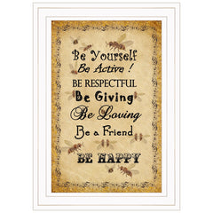 BEE HAPPY White Framed Print Wall Art - Homeroots