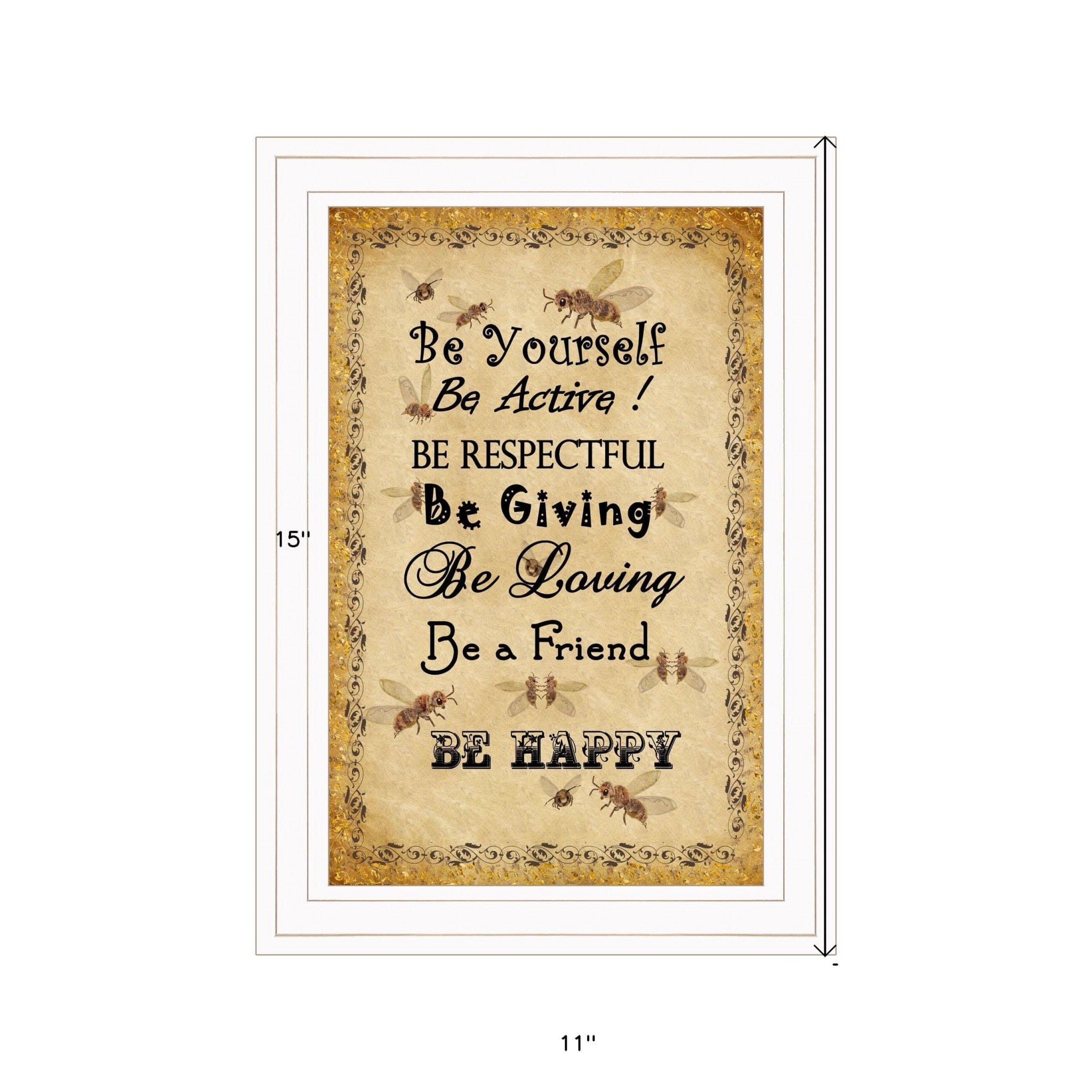 BEE HAPPY White Framed Print Wall Art - Homeroots