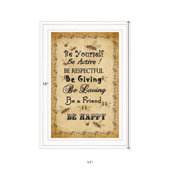 BEE HAPPY White Framed Print Wall Art - Homeroots