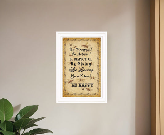 BEE HAPPY White Framed Print Wall Art - Homeroots
