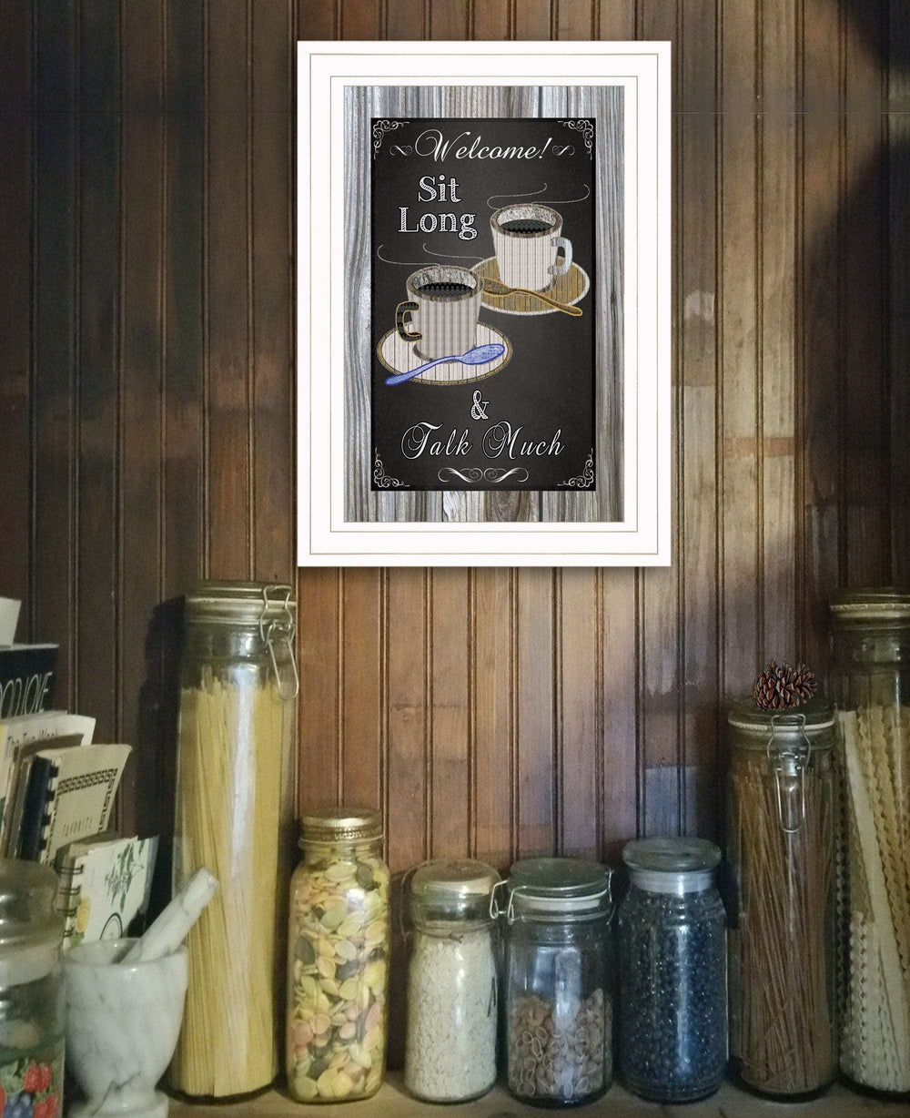 Sit Long Talk Much Chalkboard Framed 1 White Framed Print Wall Art - Homeroots - Flyclothing LLC