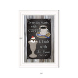 Everyday Starts with Coffee Chalkboard Framed 1 White Framed Print Kitchen Wall Art - Homeroots - Flyclothing LLC