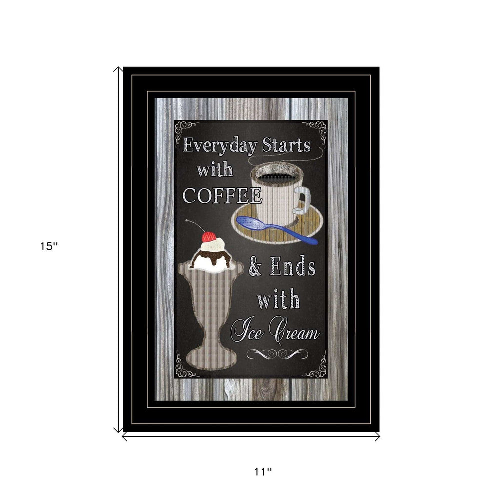 Everyday Starts with Coffee Chalkboard Framed 2 Black Framed Print Kitchen Wall Art - Homeroots - Flyclothing LLC