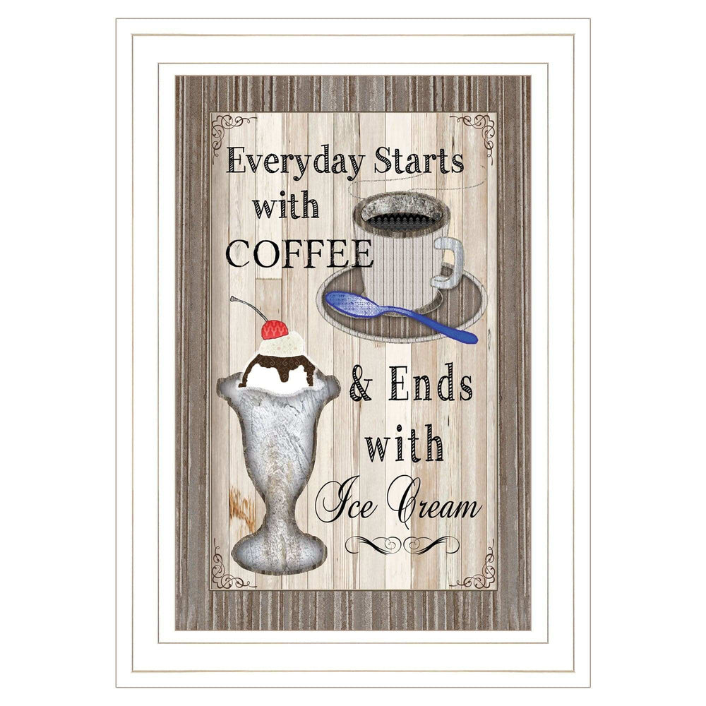 Everyday Starts with Coffee 1 White Framed Print Wall Art - Homeroots - Flyclothing LLC