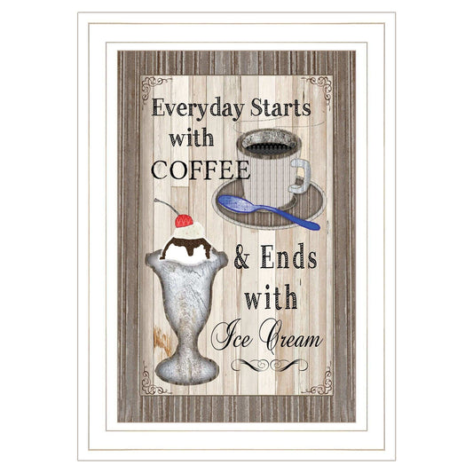 Everyday Starts with Coffee 1 White Framed Print Wall Art - Homeroots - Flyclothing LLC