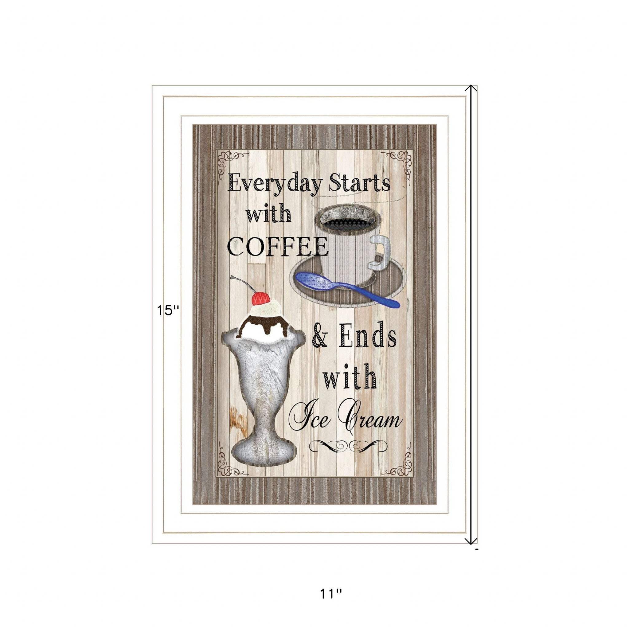 Everyday Starts with Coffee 1 White Framed Print Wall Art - Homeroots - Flyclothing LLC