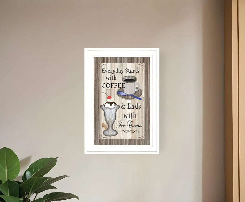 Everyday Starts with Coffee 1 White Framed Print Wall Art - Homeroots
