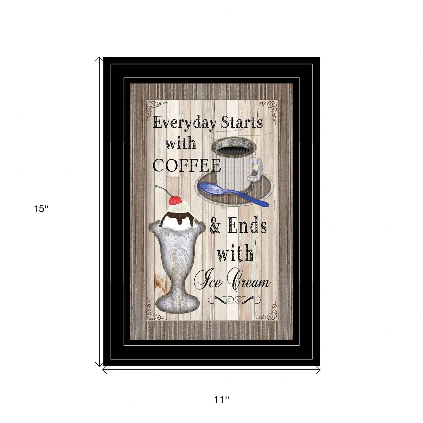 Everyday Starts with Coffee 2 Black Framed Print Wall Art - Homeroots - Flyclothing LLC