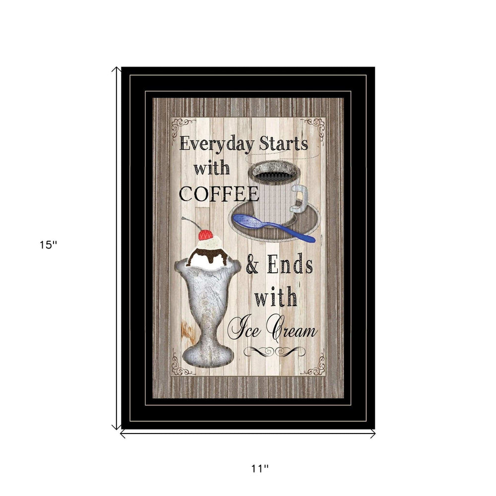 Everyday Starts with Coffee 2 Black Framed Print Wall Art - Homeroots - Flyclothing LLC